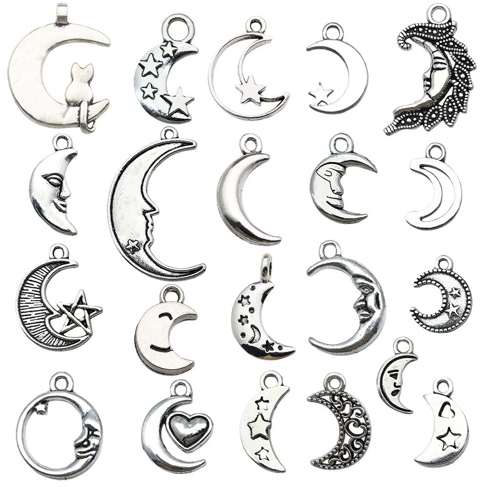 Zinc Alloy Hollow Moon Smiley Face Sun Star Charm Pendant for DIY Bracelet Necklace