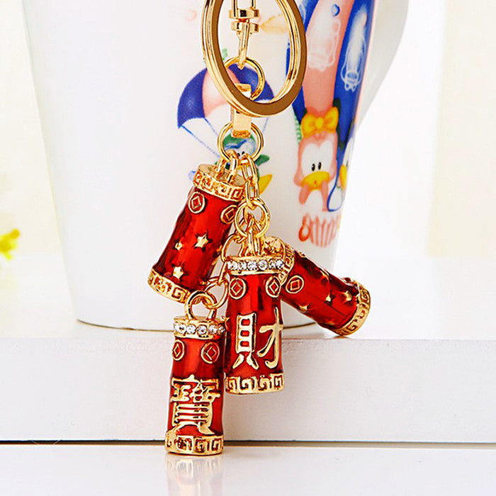 Firecracker and Mixed Auspicious Charm Keychains in Fifteen Designs