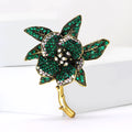 Crystal Flower Stem Brooch in Green or Burgundy Colors view 2