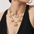 Gold Elephant Charm Ball Chain Bracelet Necklace Set view 4