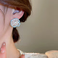 Blue Shell and Pearl Floral Stud Earrings Fashion Earrings view 3