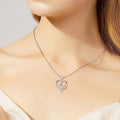 Silver Tone Double Heart Paw Pendant Necklace Clear Stones view 3
