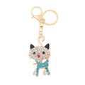 Rhinestone Cat Keychain Gold Metal Charm Four Color Styles view 5