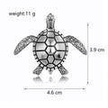 Black Silver Tone Sea Turtle Two Designs Metal Brooch Pin view 2