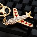 Crystal Star Fighter Plane Keychains in Gold and Silver with Braided Loops view 4