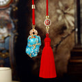 Jeweled Pixiu Car Hangers in Six Colors plus One Plain Red Fortune Tassel view 1