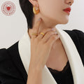 Plain Smooth Thick U Shape Circle Hoop Earrings Gold Steel view 3