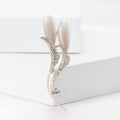 Rose Gold Tone Twin Bud Brooch With Clear Crystal Curves view 1