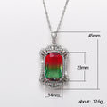 Gradient Rectangular Stone Scalloped Frame Pendant Necklace view 5