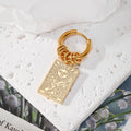 Gold Tone Tarot Cross and Celtic Knot Multi Charm Hoop Earrings view 2