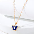 Gold Tone Butterfly Evil Eye Pendant Necklaces in Four Colors view 3