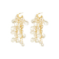 White Bead Floral Cascade Stud Earrings Decorative Jewelry Pair view 5