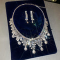 Silver Rhinestone Necklace Earring Sets Crystal Bracelets view 3