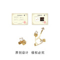 Gold Geometric Cube Crystal Ear Jacket Earrings Pair view 3