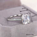 Silver Cushion Cut Solitaire Ring Pave Band Sizes 6-10 view 4