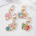 Pressed Flower Resin Butterfly Mushroom Keychains Gold Clasp view 1