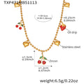Gold Steel Ball Chain Cherry Strawberry Heart Charm Jewelry Set view 9