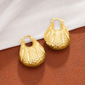 Gold and Silver Tone Shell Huggie Earrings Polished Jewelry Accessory view 2