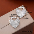 Silver Tone Puffed Heart Drop Earrings with Clear Stones view 4