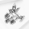 Three Berry Branch Brooch in Purple or Green Crystal view 3