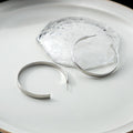 Silver Flat Open Metal Hoop Earrings Minimalist Pair view 3