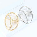 Abstract Single Line Face Brooch in an Oval Metal Frame view 3