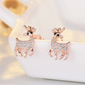 Crystal Reindeer Stud Earrings in Silver and Rose Gold Tone view 6