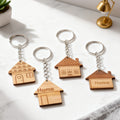 Wooden House Home Engraved Bamboo Keychain Four Designs view 3