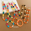 Gold Acrylic Bead Necklaces And Bracelets Multicolor Styles view 3