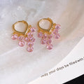 Crystal Bead Cascade Huggie Earrings with Polished Metal Tone Details view 8