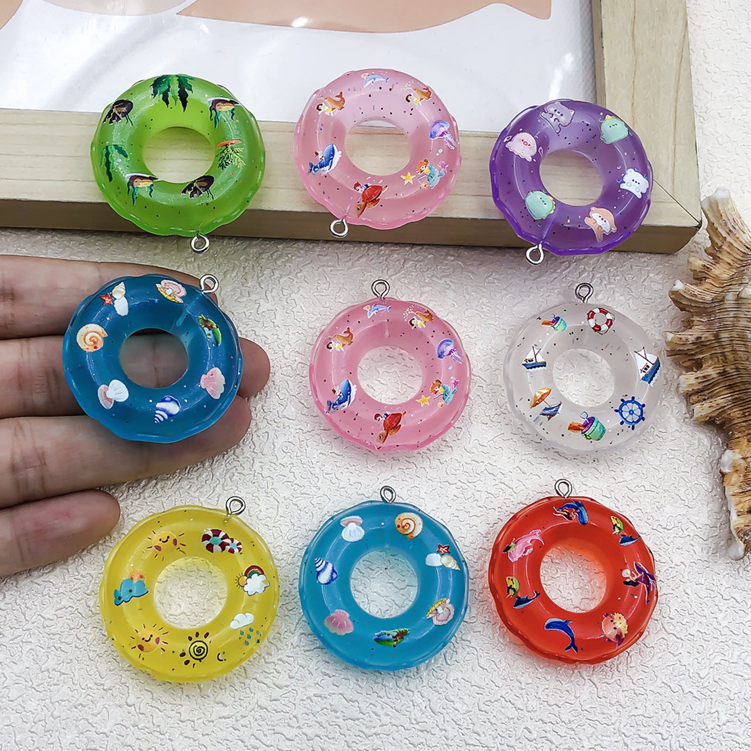 Resin Transparent Swim Ring charm pendant for DIY keychain bag charm necklace making