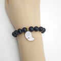 Black Bead Ghost Charm Stretch Bracelet Red Accents view 4