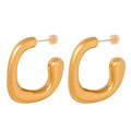 Bold Sculpted Open Hoop Earrings in Polished Gold Tone view 5