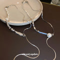 Silver Chip Pearl Adjustable Lariat Necklace Two Styles view 3