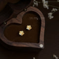 Gold Mini Flower Stud Earrings Radial Cut Facet Design view 4