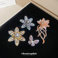 Pearl Crystal Flower Butterfly Brooches Four Designs view 3