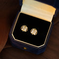 Gold Leaf Crystal Look Linear Pattern Small Stud Earrings view 6