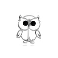 Black Silver Tone Owl Polished Two Designs Metal Brooch Pin view 1
