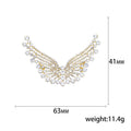Crystal Wing Brooch with Graduated Pearl Edging Clothing Pin view 5
