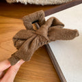 Soft Fabric Bow Hair Claw Clips in Coffee Brown Gray view 6