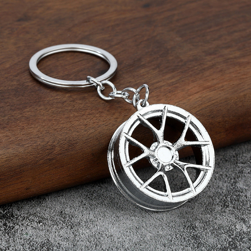 Auto Parts Metal Keychain Turbo Gear Wheel Brake Disc Caliper Charm