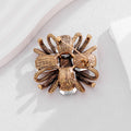 Burgundy Gray and Champagne Crystal Flower Metal Brooch Pin view 4