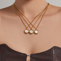 Gold Stainless Steel Mother of Pearl Heart and Circle Necklaces view 3