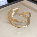 Multi Wire Twisted Open Cuff Bracelet 2 Metal Tones view 4