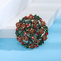 Round Rose Garden Brooch with Crystal Accents Decorative Metal Pin view 4