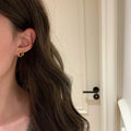Gold Tone Oval Brown Stone and Crystal Stud Earrings view 2