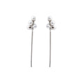 White Pearl Look Cluster and Silver Chain Tassel Earrings view 5