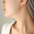 Double Layer Paperclip Chain Drop Stud Earrings Gold Steel view 4
