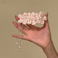 Pale Pink Satin Flower Pearl Tassel Duck Bill Hair Clip view 2