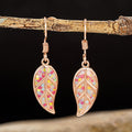 Rose Gold Leaf Resin Glitter Hook Dangle Earrings Pair view 2